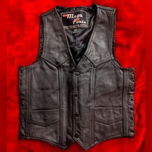 Vintage Mega Force men's leather vest
